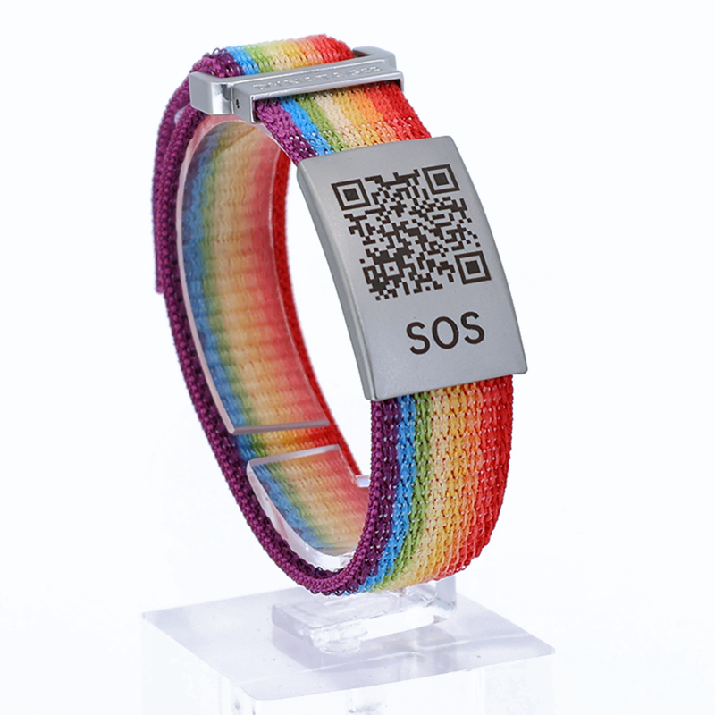 SOS Noodarmband Textiel Regenboog